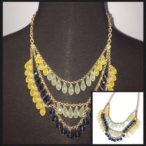 1920 inspired statement layered necklace tear drop